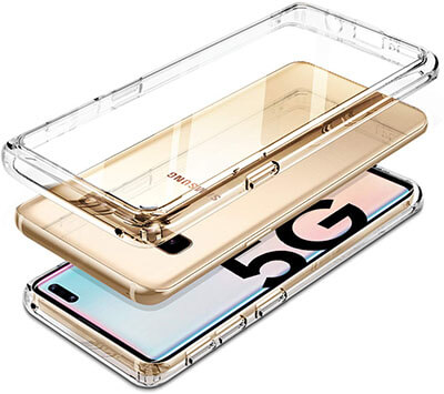 VVUP Galaxy S10 5G Case Clear Slim Tempered Glass Case