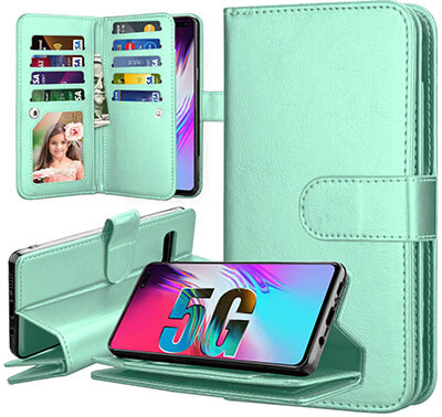 Takfox PU Leather Wallet Case for Galaxy S10 5G with 9 Card slots