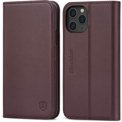 SHIELDON Genuine Leather iPhone 11 Pro Wallet Case