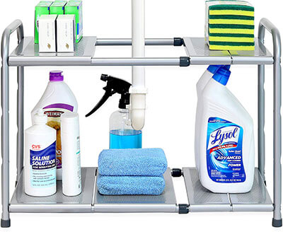 SimpleHouseware Under Sink 2 Tier Shelf Organizer