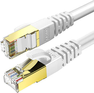 KASIMO CAT 8 5 ft. White Round Network Ethernet LAN Cable