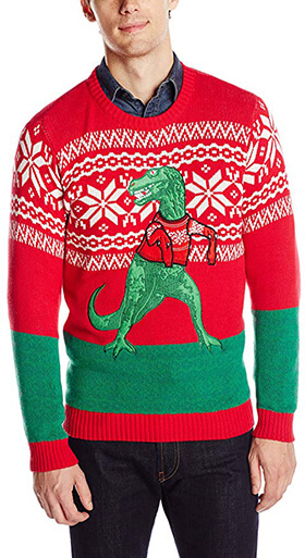 Blizzard Bay Men's Ugly Christmas Sweater Dinosaur