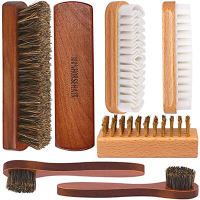 Brobery Shoe Brush with 100% Horsehair Brush