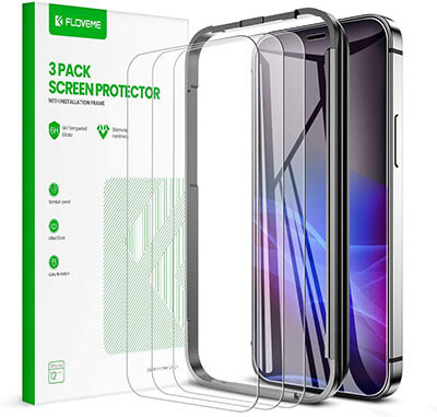 Anti-Scratch Tempered Glass Screen Protector for Apple iPhone 12 Pro Max 5G 6.7 Inch by FLOVEME
