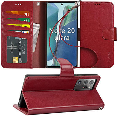 Wallet Case with Wrist Strap for Note 20 Ultra by Arae